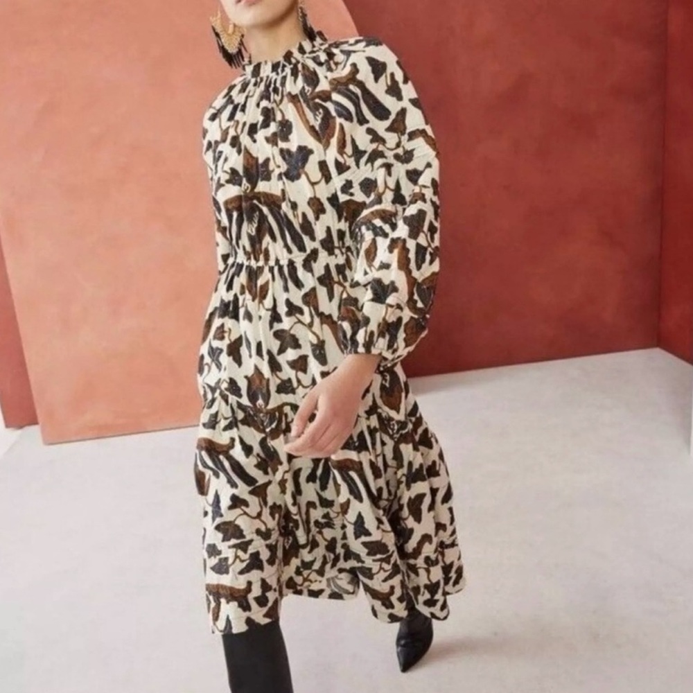 Ulla Johnson Ambre Floral Print MIDI Dress